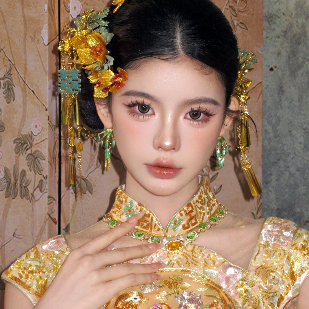 超美新品小花花配饰模特图同款花花一对装（不包含头饰）新中式发饰