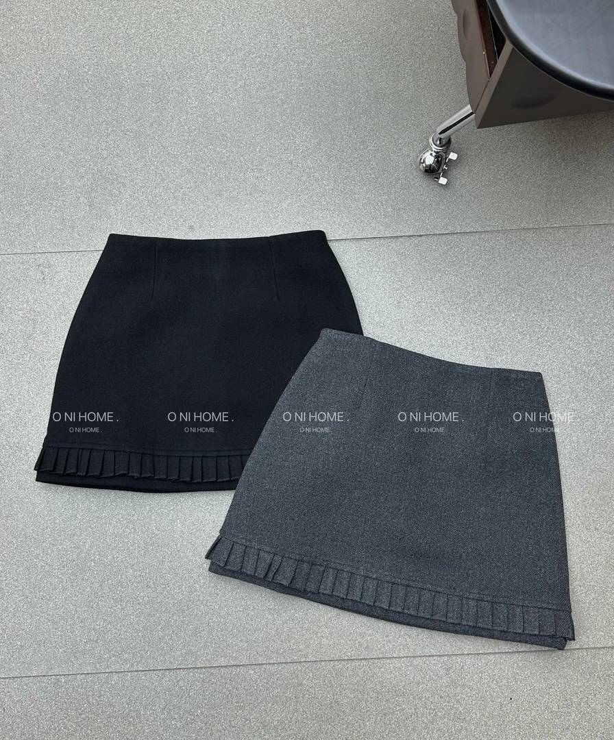 【欧尼家】冬季~韩系厚呢花边裙 裙长37