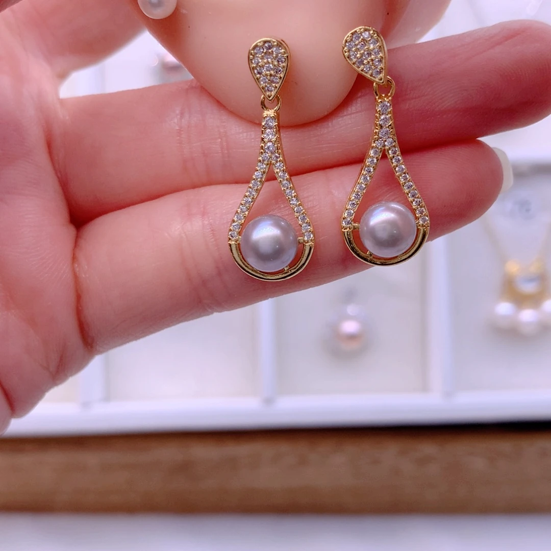 合金淡水珍珠耳饰