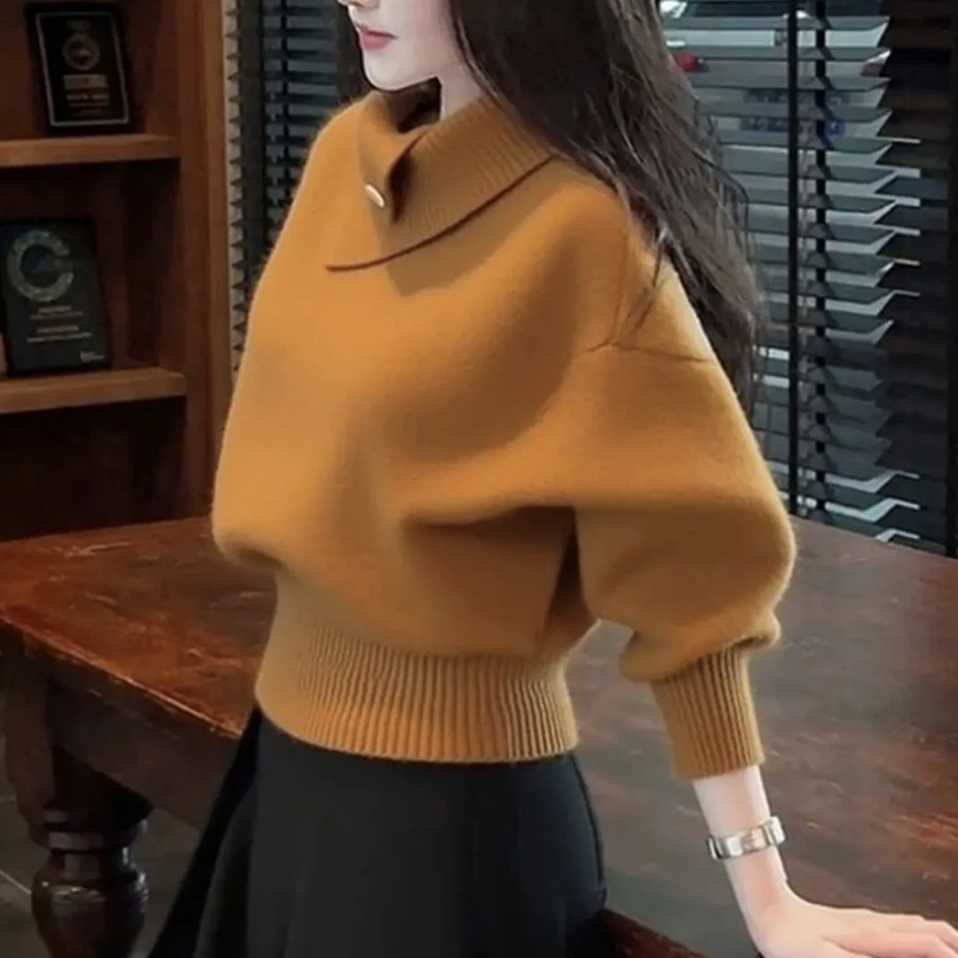 韩版长袖减龄显瘦保暖冬季针织衫高档休闲毛衣富太太时尚洋气衣服