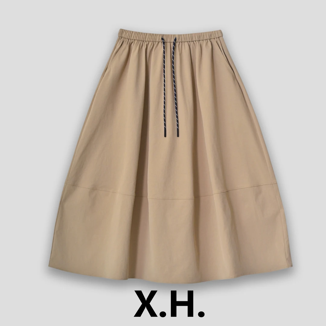 【刘小黑】防晒抗皱A字裙夏季过膝遮肉显瘦半身伞裙