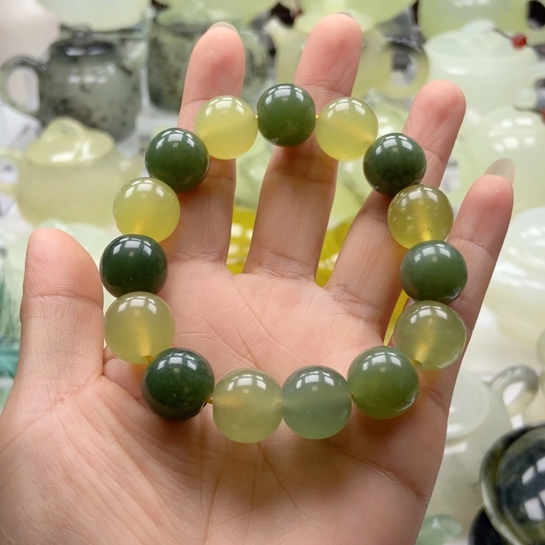 蛇纹石玉未镶嵌手链卡15