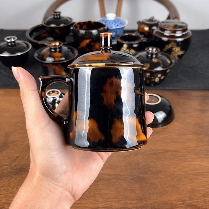 杯玳瑁釉办公把杯