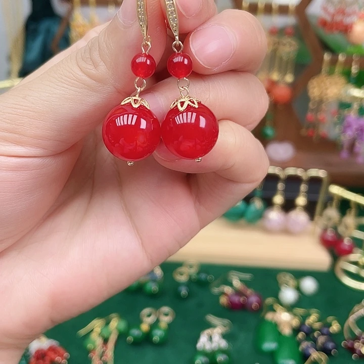 合金耳饰玛瑙/玉髓