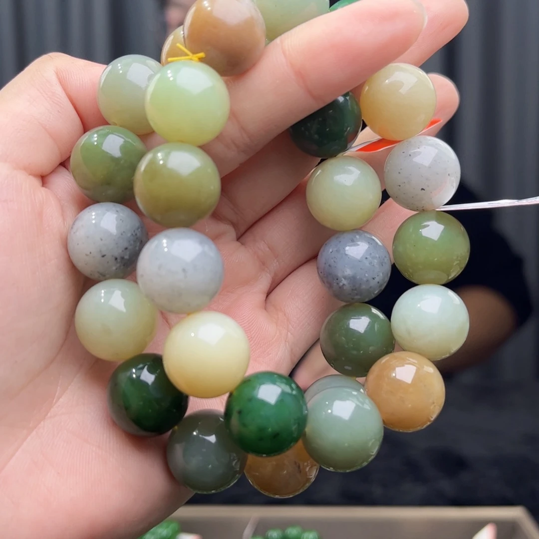 和田玉未镶嵌手链天然和田玉多宝16拍一发一