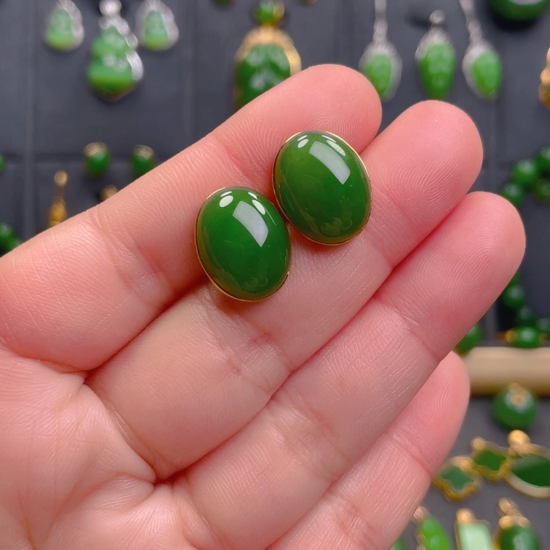 和田玉耳饰18K金镶嵌@***浪1980