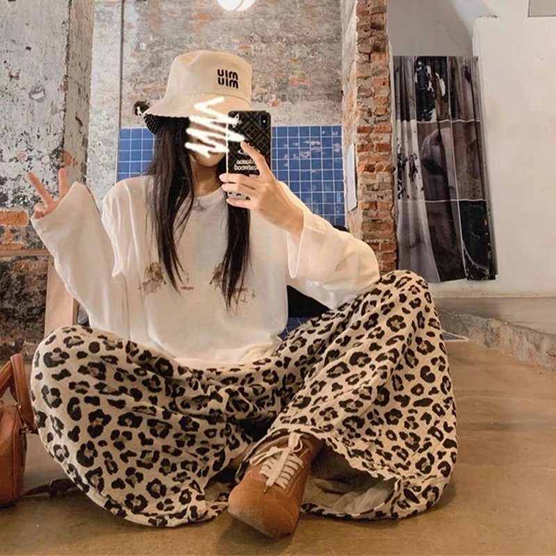 女装夏季新款时尚套装韩系穿搭圆领百搭印花薄款上衣气质阔腿长裤