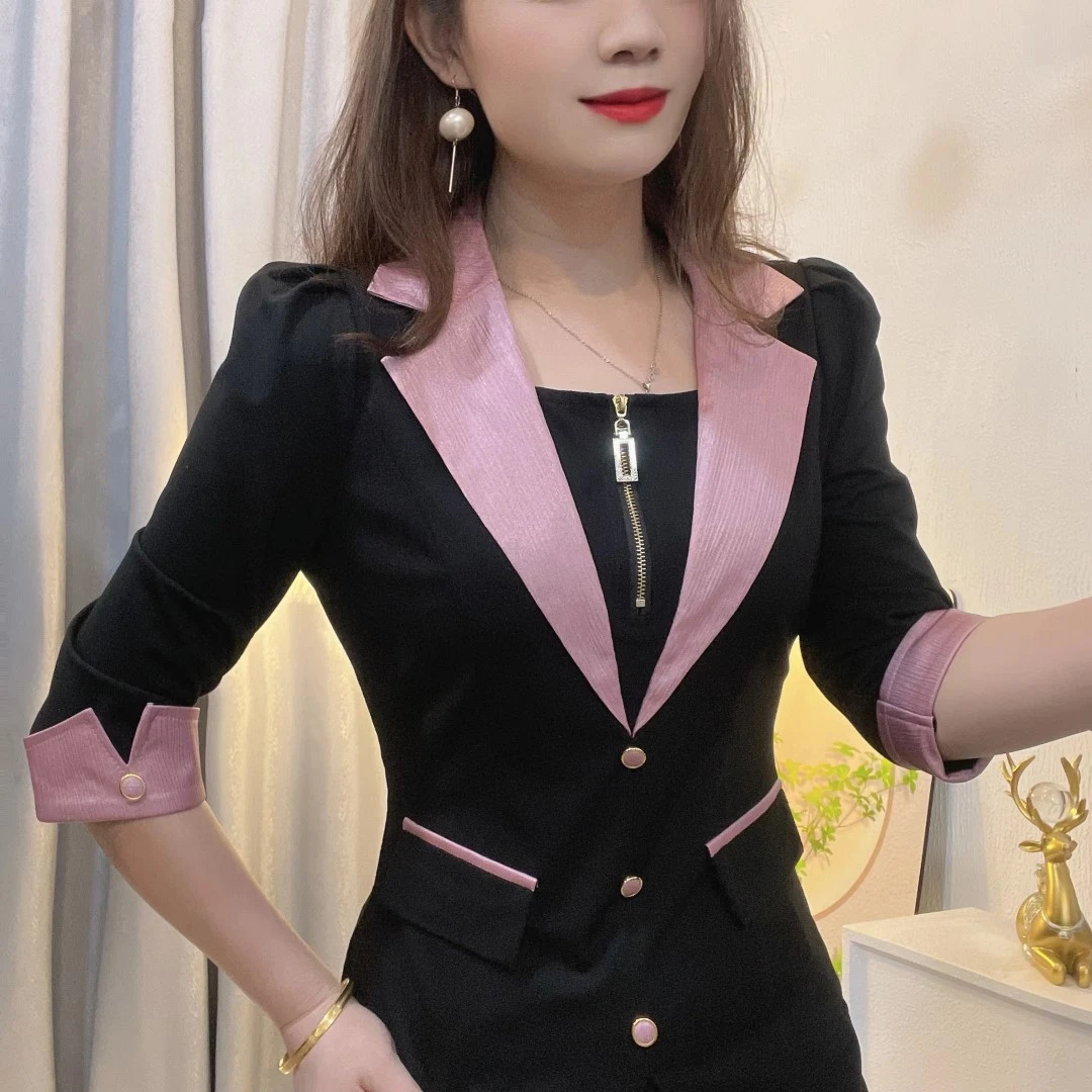 2025女装秋季款七分袖洋气减龄修身气质收腰显瘦微喇裤套装9921