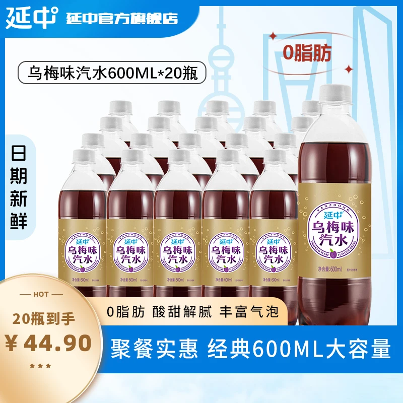 延中乌梅风味汽水600ml*20瓶/箱聚餐解腻酸甜汽水整箱好喝
