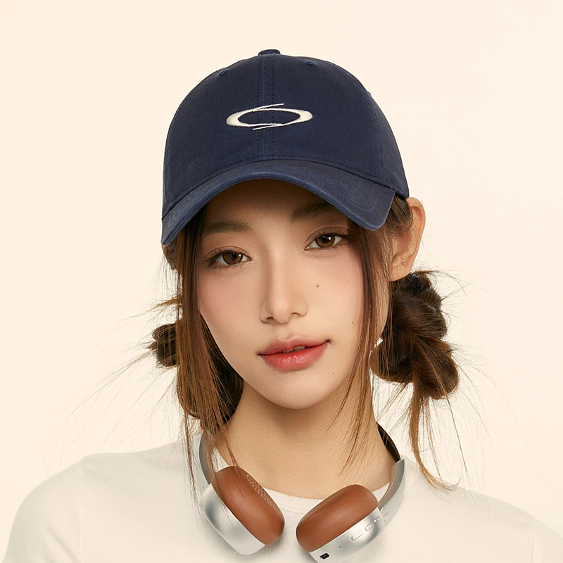 【回形标】复古刺绣水洗弯檐棒球帽男遮阳软顶纯色图形情侣鸭舌帽女