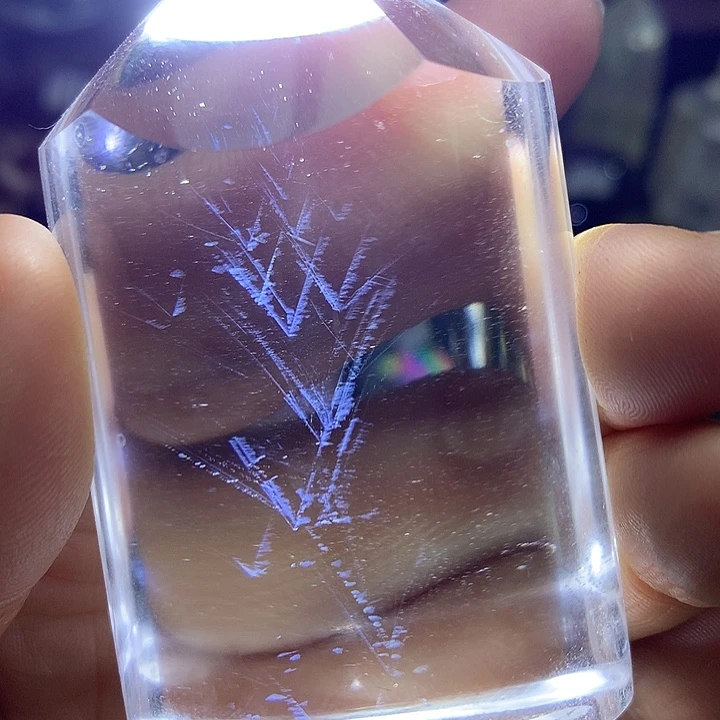 水晶天然水晶蓝针摆件未镶嵌