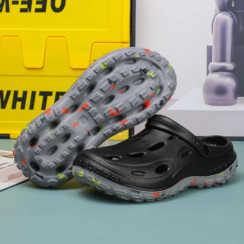 凉鞋洞洞鞋沙滩鞋户外男士透气情侣包头凉拖软底防滑夏季松糕底