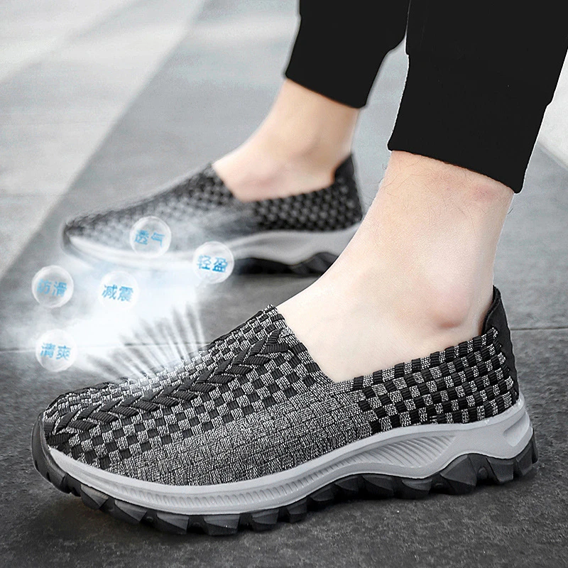 百搭韩版编制男鞋低帮轻便手工男士休闲潮鞋懒人鞋一脚蹬