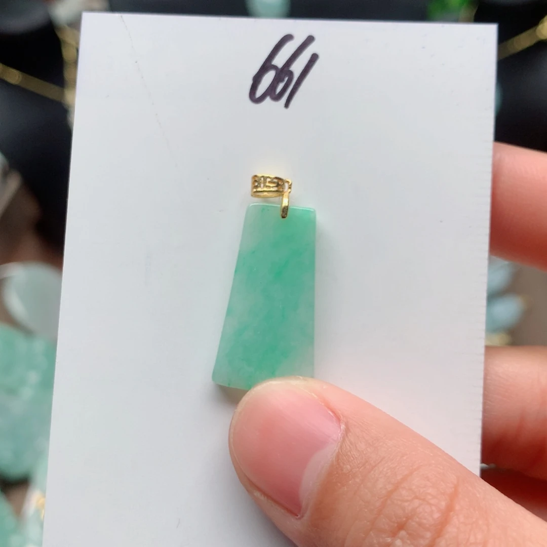翡翠颈饰银S925镀金镶嵌吊坠