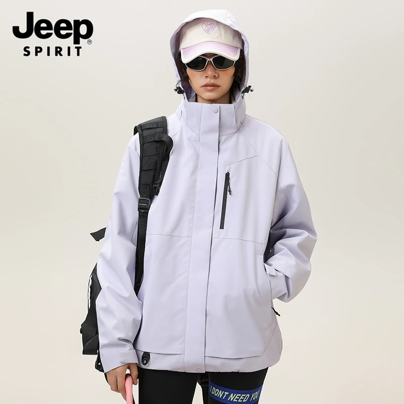 JEEPSPIRIT吉普新款冬季男拉链户外立领通勤外套冲锋衣美式慵懒风