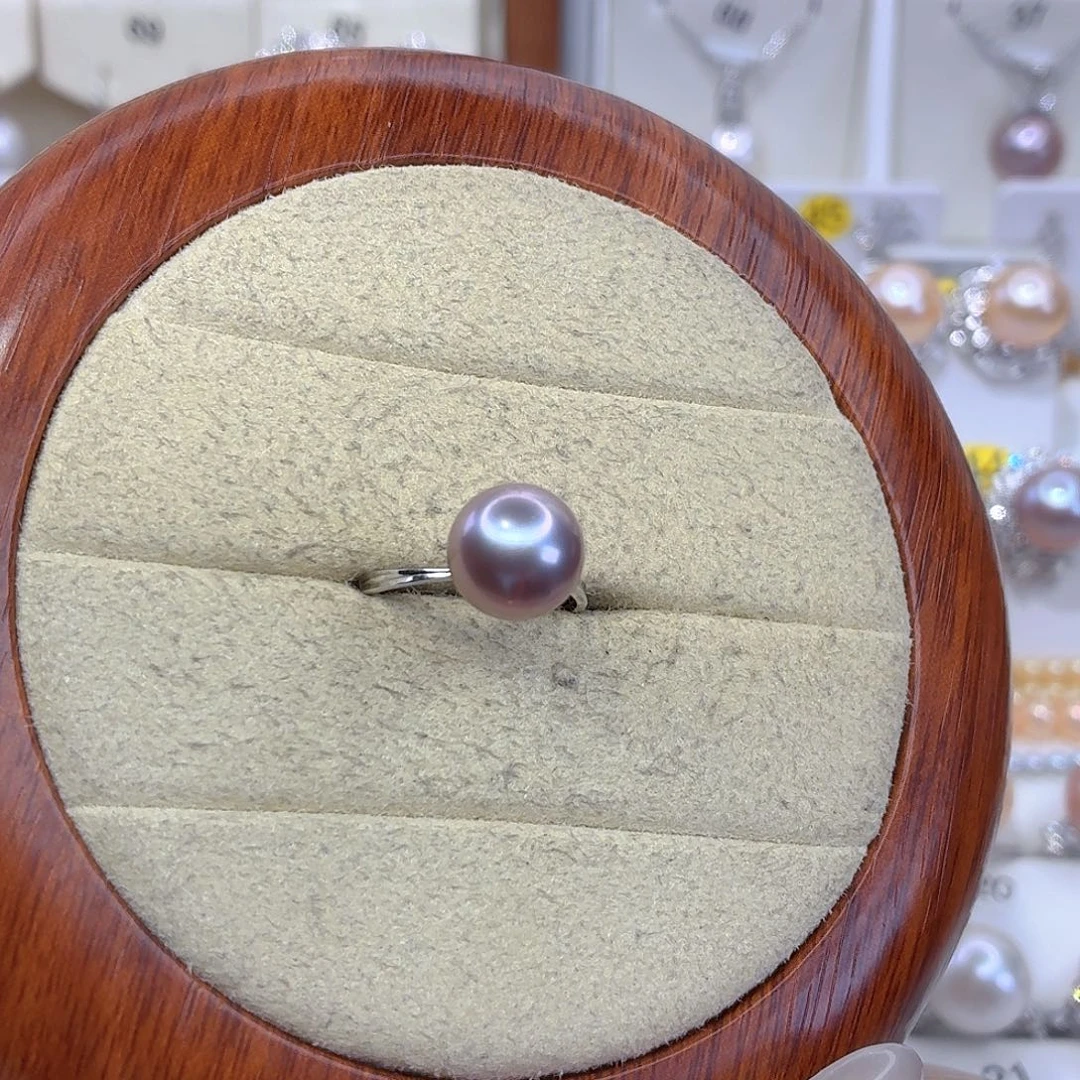 戒指银S925镶嵌淡水珍珠F