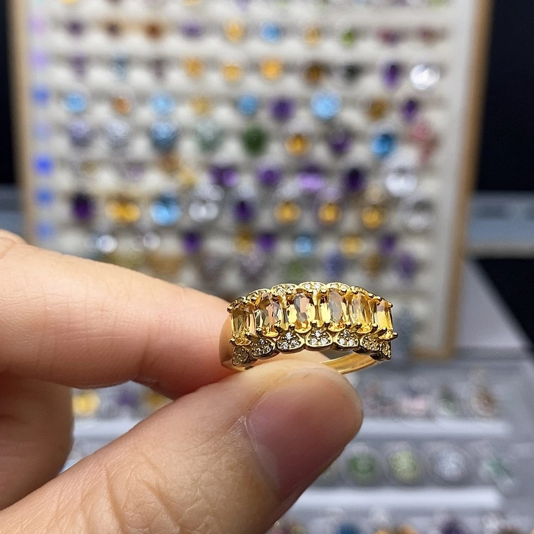 银S925镶嵌戒指黄晶不含证书