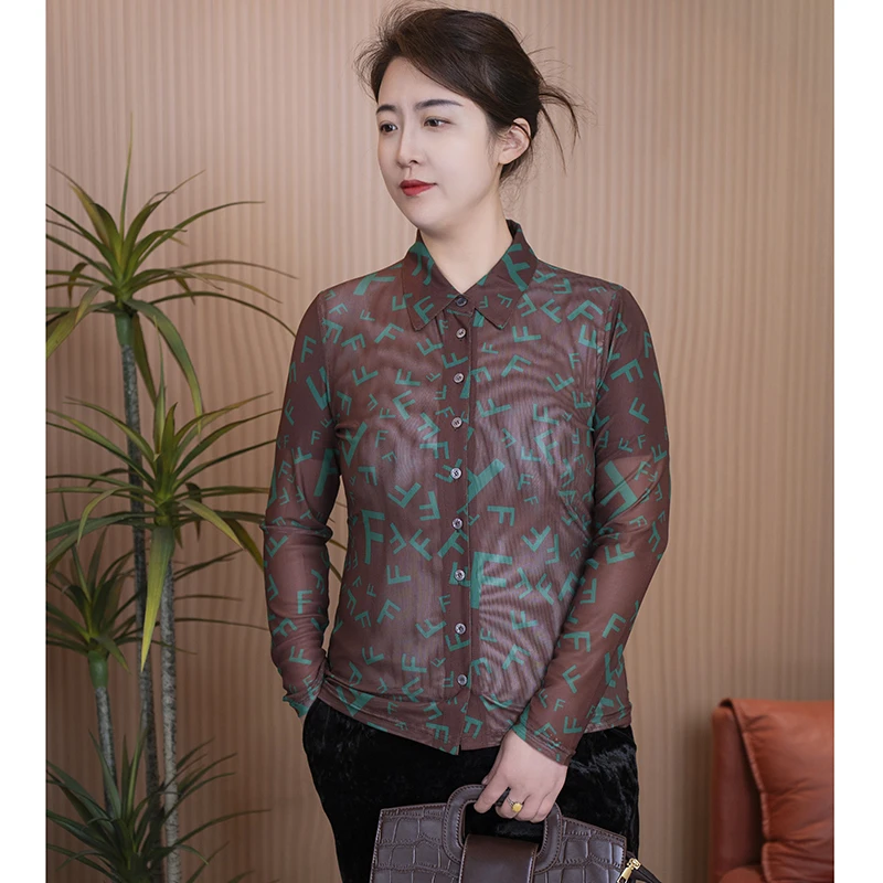 2025春夏新款记忆纱气质修身显瘦时尚休闲长袖衬衫百搭款