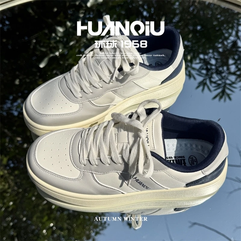 HUANQIU/环球厚底板鞋男2025夏季学生百搭减震透气情侣休闲鞋男款
