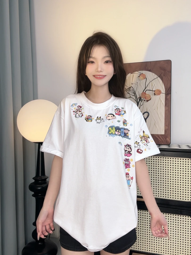 欣欣【宠粉浮力】夏季2025年潮流卡通印花圆领短袖时尚休闲宽松T恤