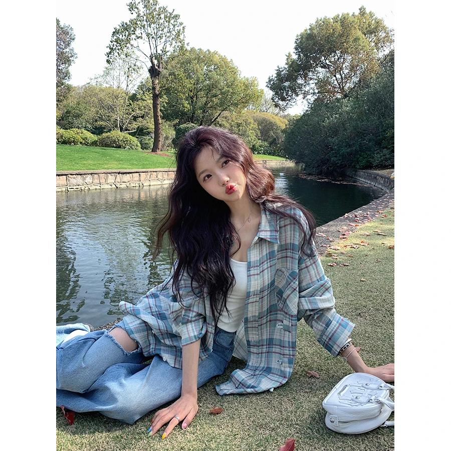 张贝贝 海盐季风 100棉 两穿门襟褶皱衬衫