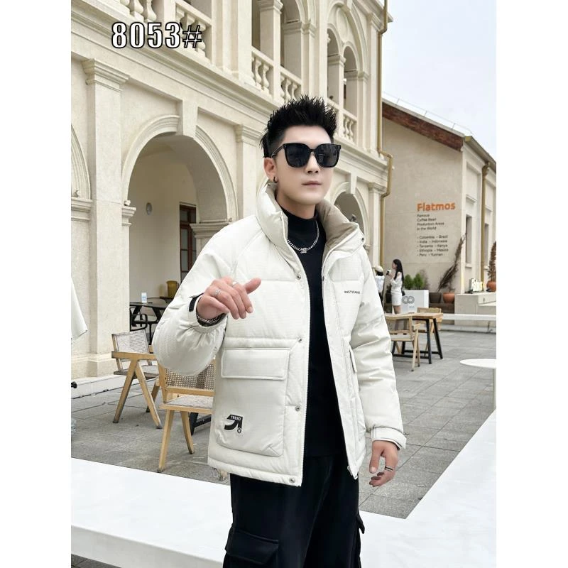 冬季新款男士纯色保暖休闲简约立领加厚保暖外套#8053