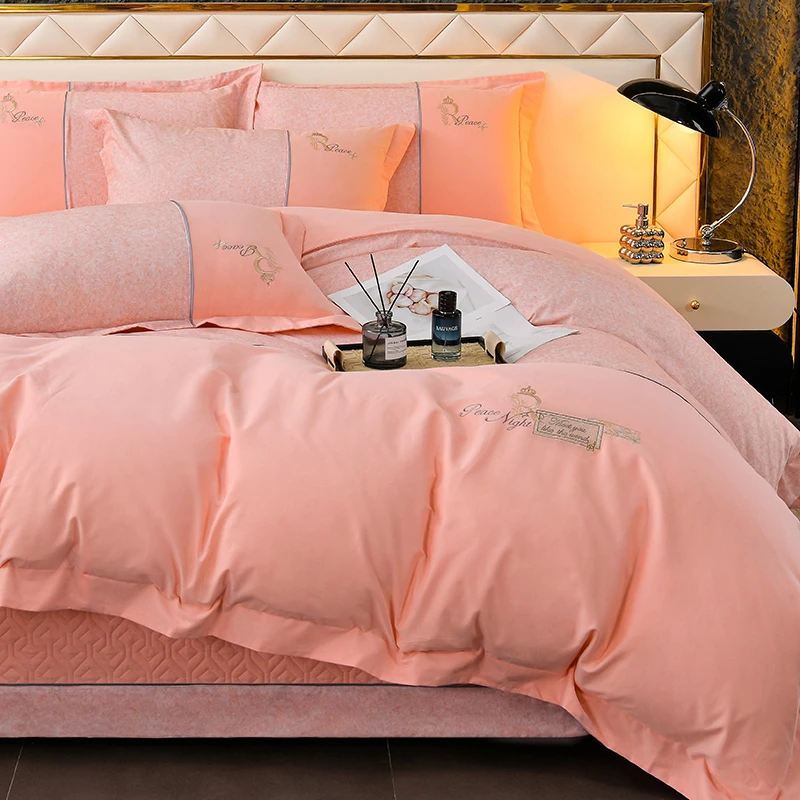 高档全棉磨毛床盖四件套夹棉加厚高级感床单被罩四季款床上四件套