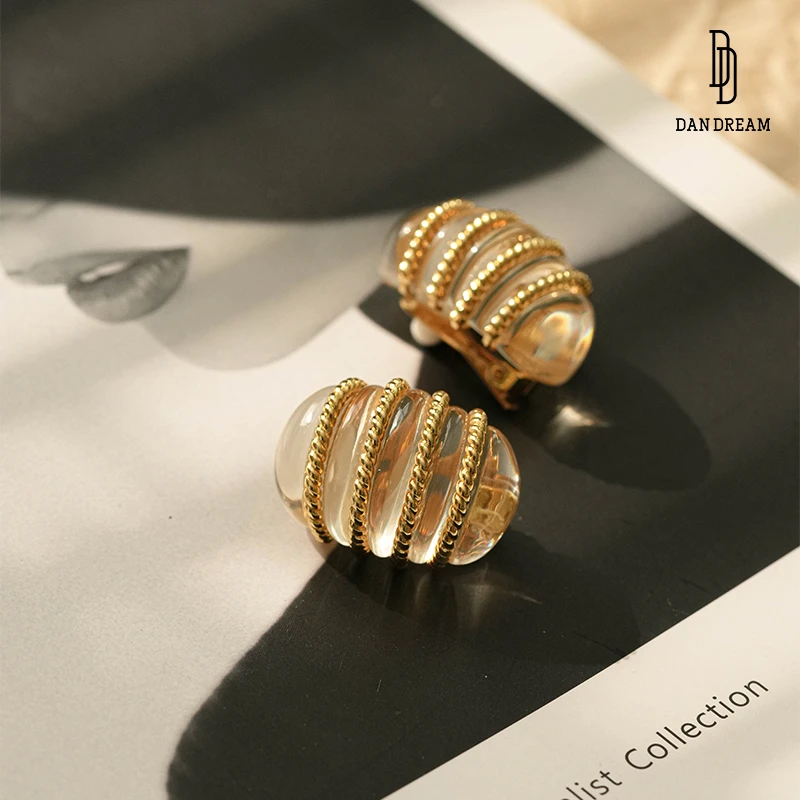 DANDREAM 铜合金树脂耳饰  几何之美耳夹透明轻奢小众设计无耳洞