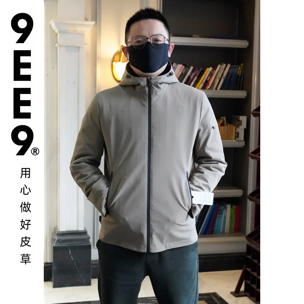 卡其色户外休闲通体水貂大袖水貂可脱卸双穿外套