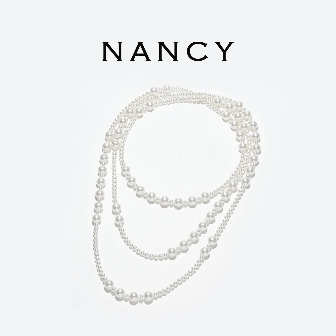 非金属仿珍珠项链 【蓝蒂蔻精选】多层珠珠长款毛衣链经典N10041