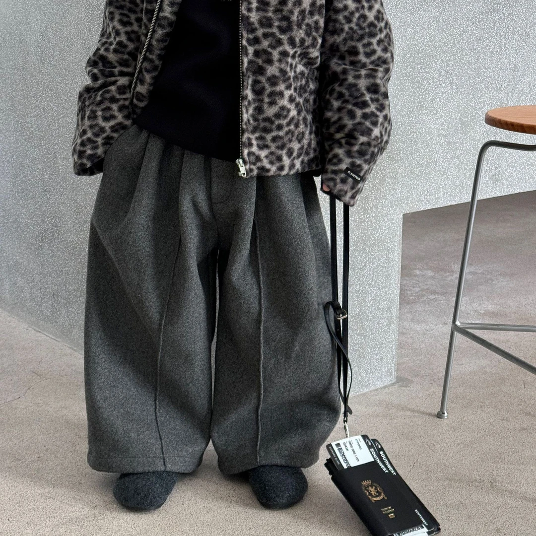 男童裤子2025秋冬装儿童新款百搭毛呢保暖西裤休闲裤韩版时尚潮帅