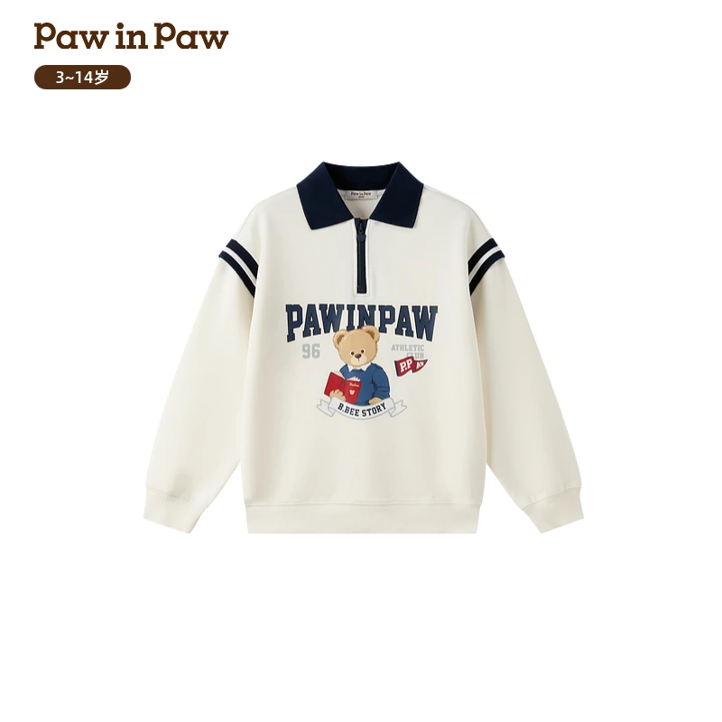 【商场同款】PawinPaw卡通小熊童装25年秋季新款男童翻领卫衣