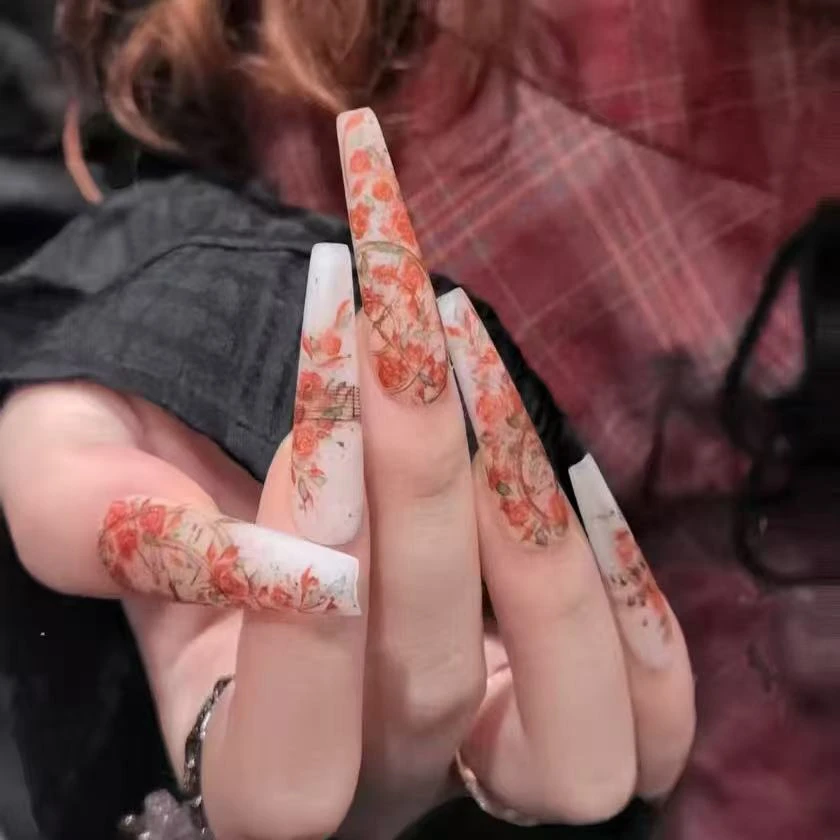 【精致11】【消亡罗曼蒂克】M哥纯手工水彩手绘玫瑰穿戴甲显白气质