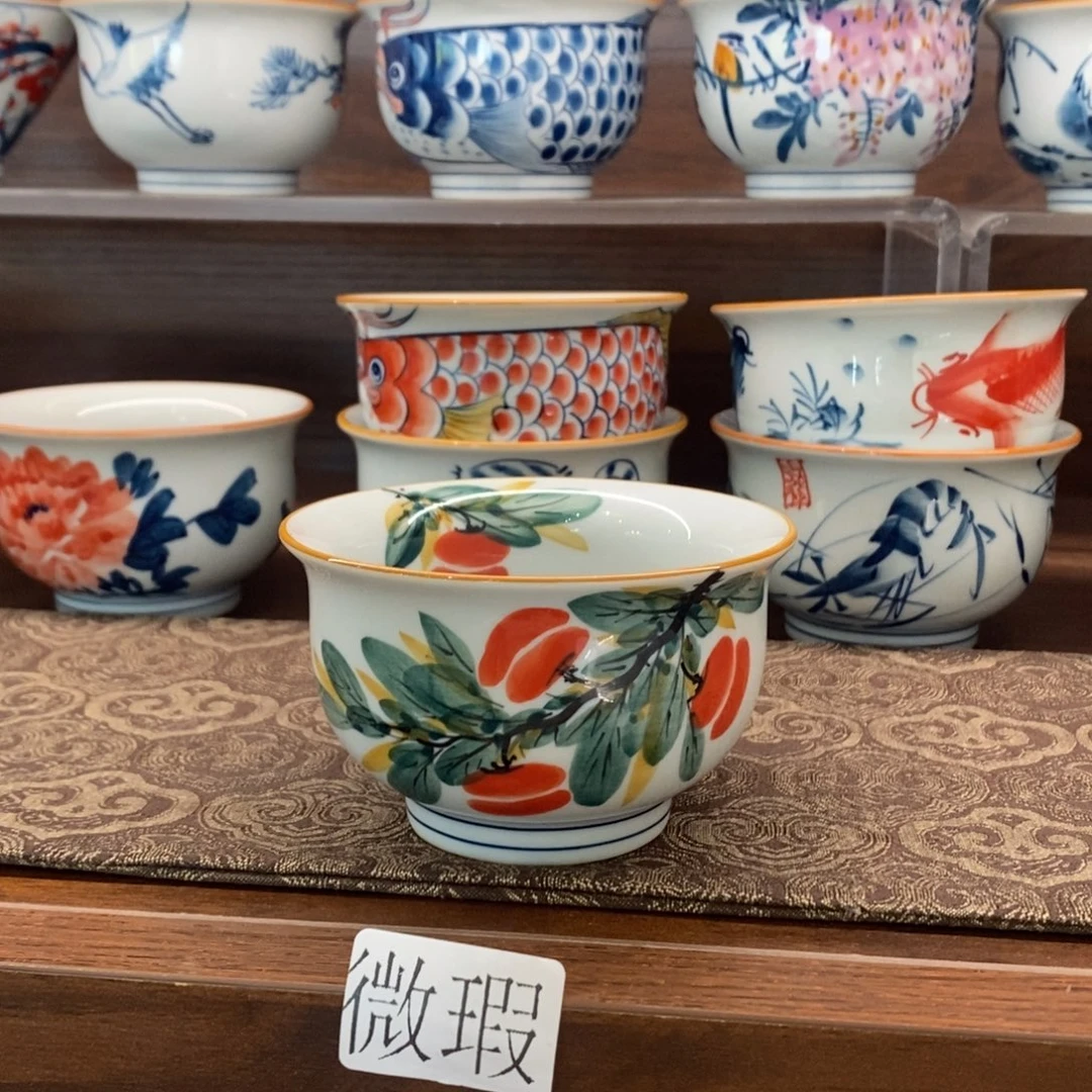 釉下手绘茶具微瑕