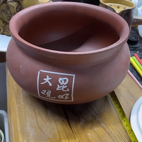 微瑕，不能明火，口径20，高13紫砂无盖3L汤锅