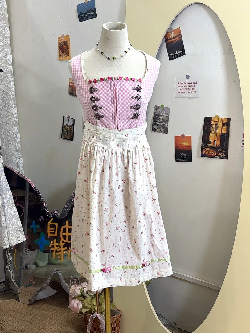 vintage 古着吊带连衣裙半身裙女士夏季碎花显瘦气质时尚休闲潮流