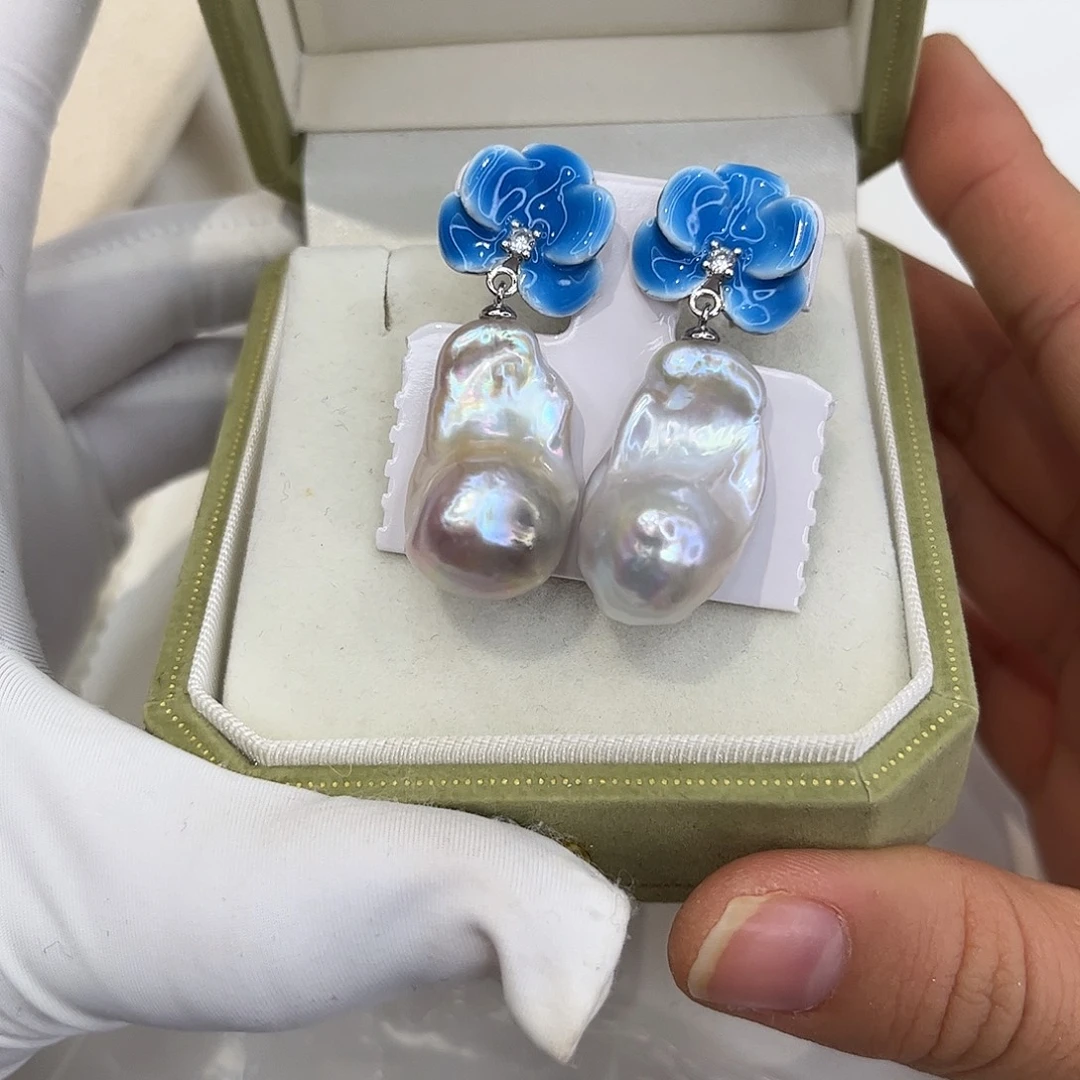 合金淡水珍珠耳饰