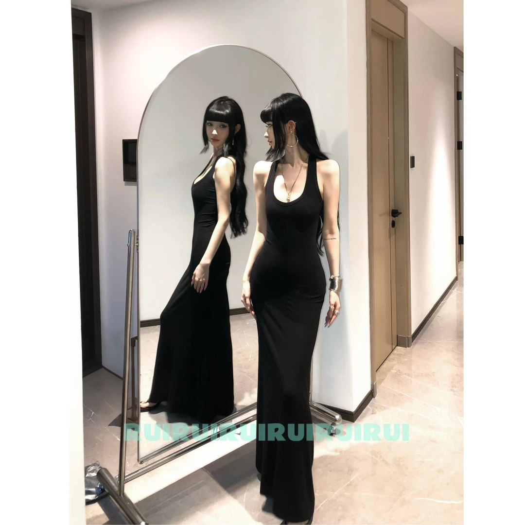 【RUI】原创设计感工资背心针织连衣裙长款修身吊带裙D0116