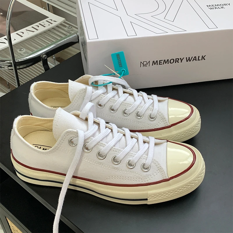 高品质1970S帆布鞋男款经典休闲小白鞋复古纯黑色透气低帮女板鞋