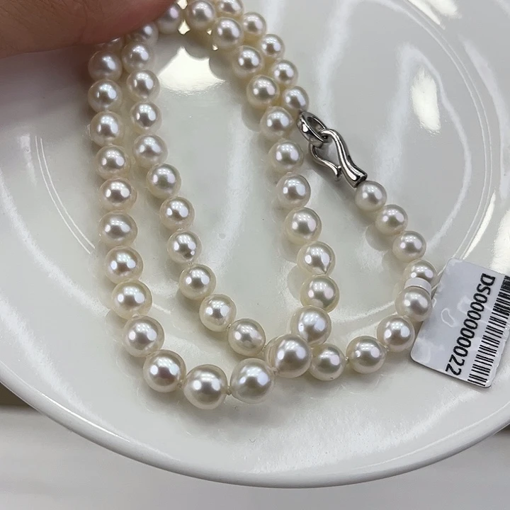 淡水珍珠颈饰银S925镶嵌卡7.5极光炫彩高品