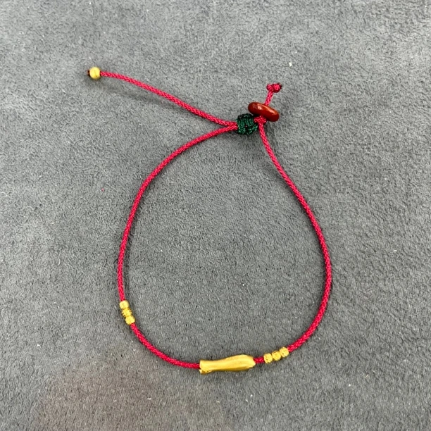 925银布艺手链 银制小鱼红绳手链-3864