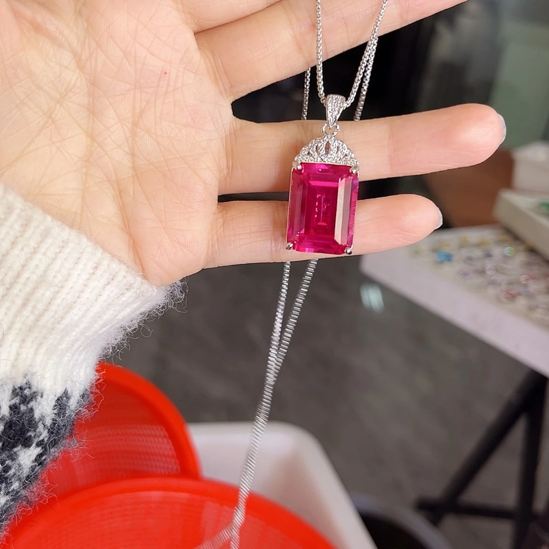 颈饰彩色蓝宝石银S925镶嵌