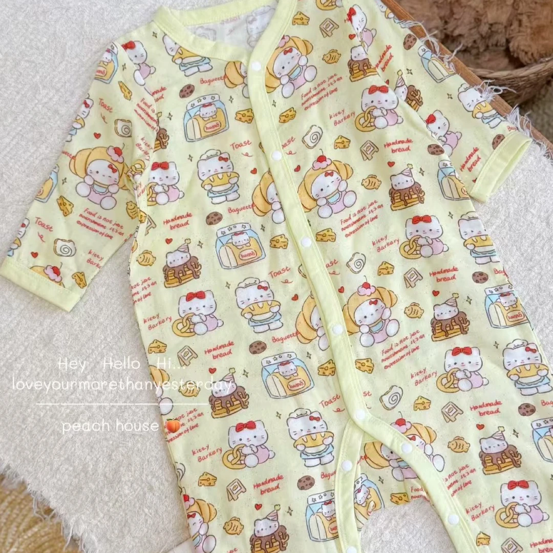 婴幼儿可爱满印四季款对开竹纤维长爬服