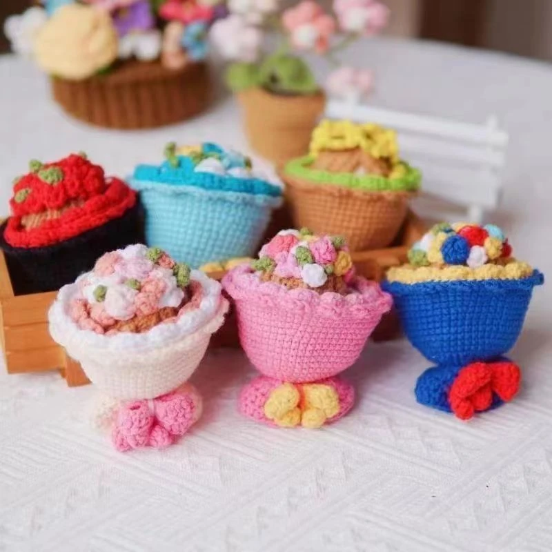 520情人节礼物手工diy编织变身新娘手捧花可翻转毛线花束情人成品