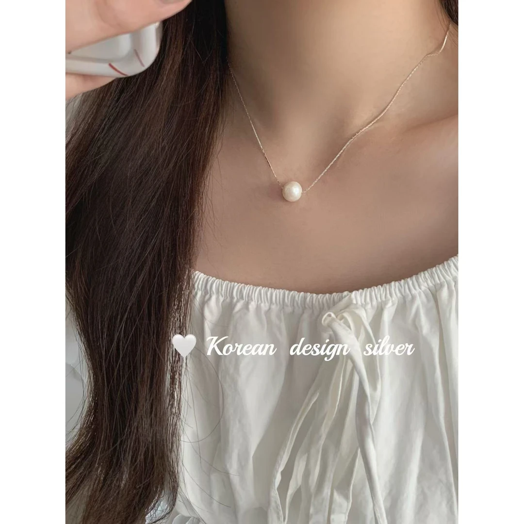 吊坠925银亚克力 L-YHA110#极简ins风温柔高级感珠珠项链