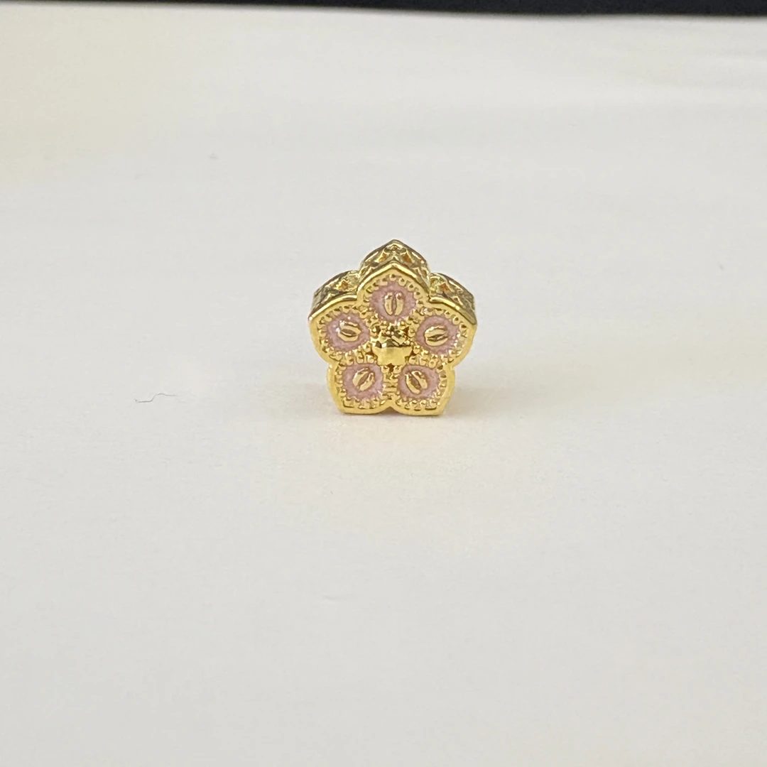 足金999烤漆花丝樱花糕通孔DP1454