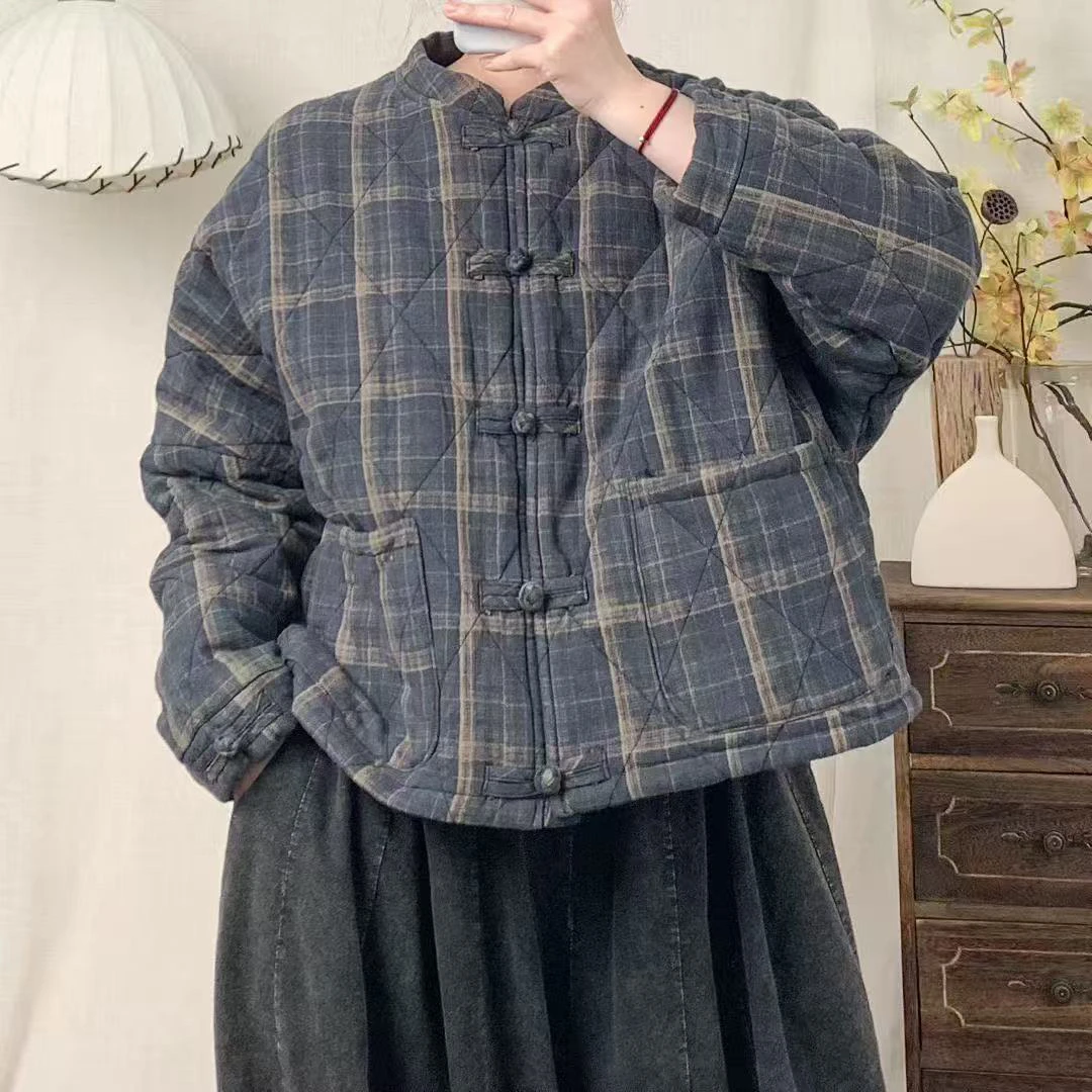 国风中式立领盘扣百搭加厚棉衣外套女冬季新款时尚棉衣