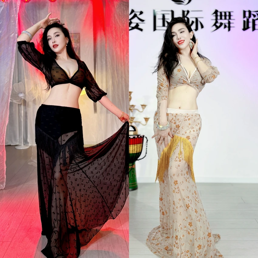 swegal肚皮舞练功服秋冬2025年新款鎏金纱东方舞高级感流苏裙服装