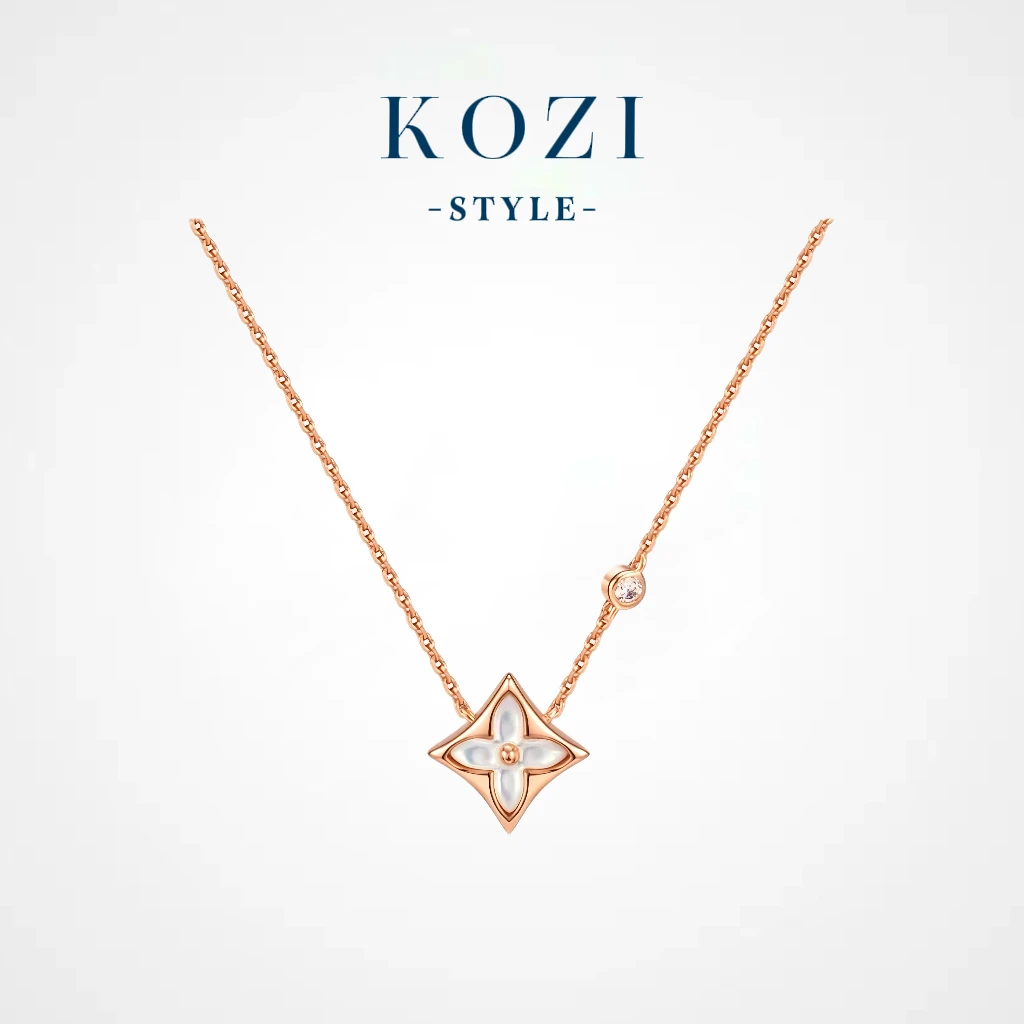 WANXI 镀K金 菱形白色镶钻项链精工版