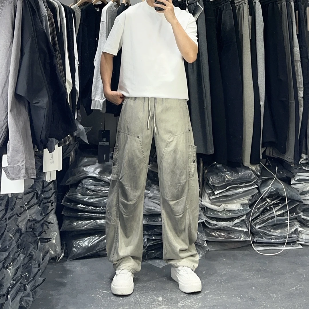 49水洗天丝棉工装伞兵弯刀裤牛仔裤中腰工装裤长裤休闲裤潮做旧